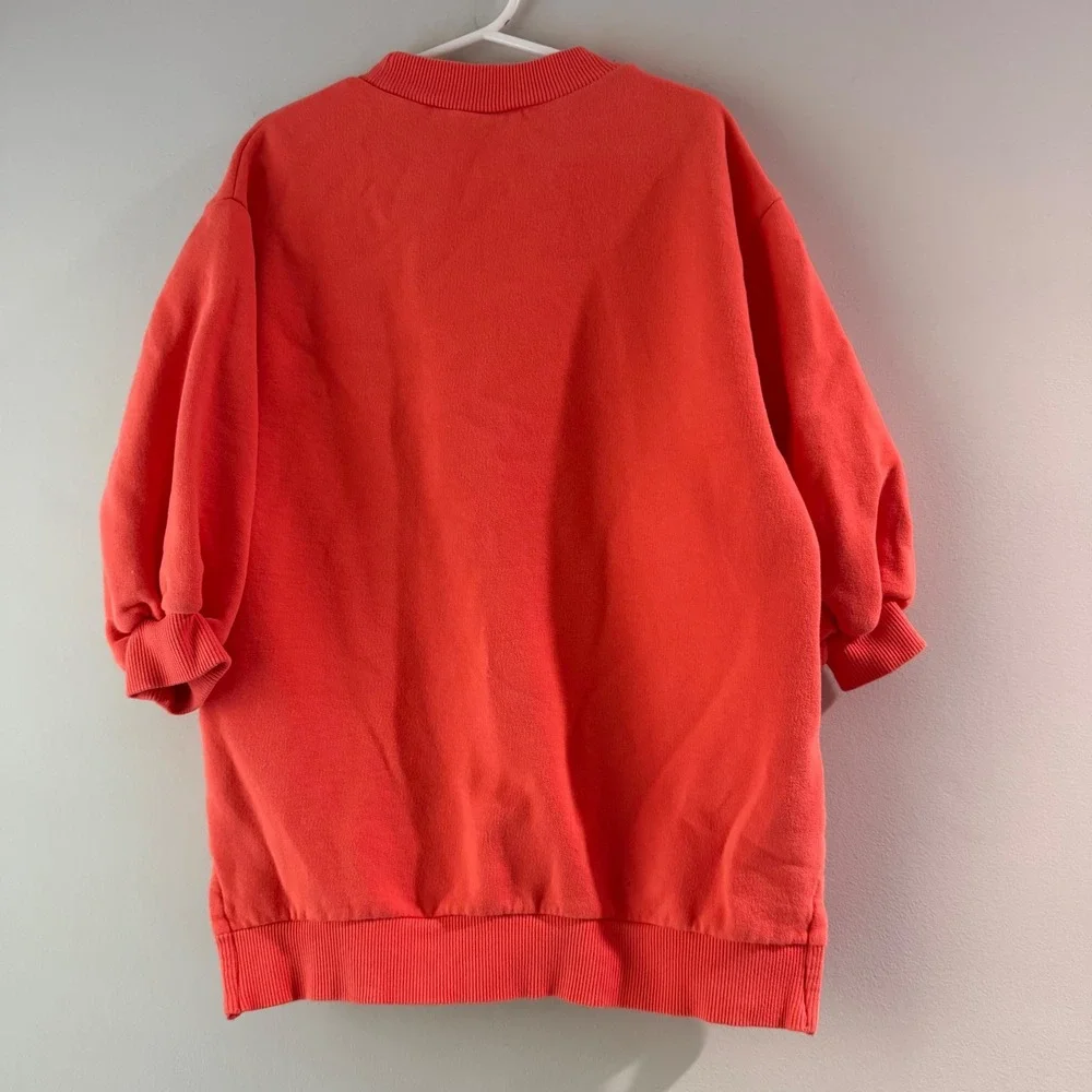 Next Short Sleeve Sweatshirt Dress Girls 4-5Y Coral Pink Bee Flower Applique